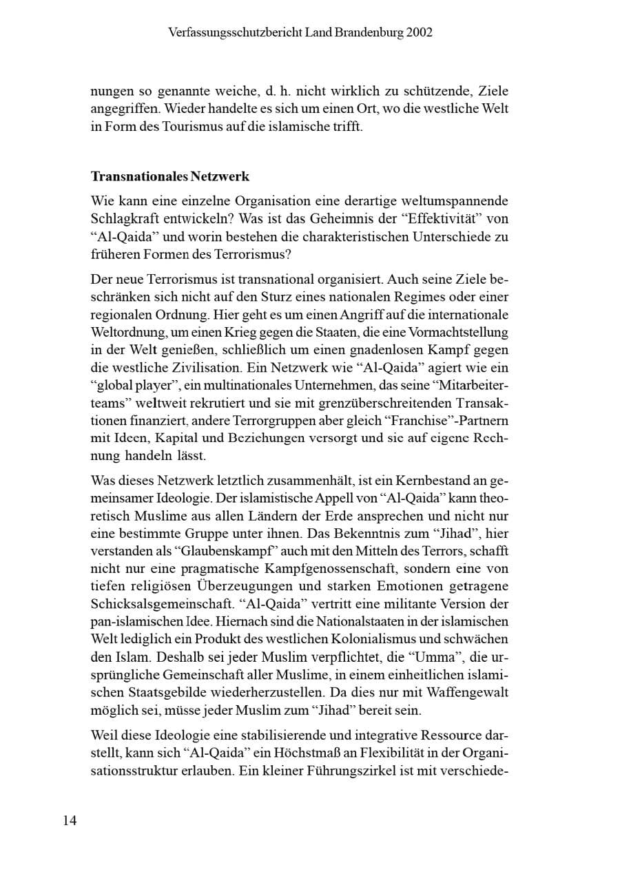 Seite 18 des Verfassungsschutzbericht 2002 Brandenburg
