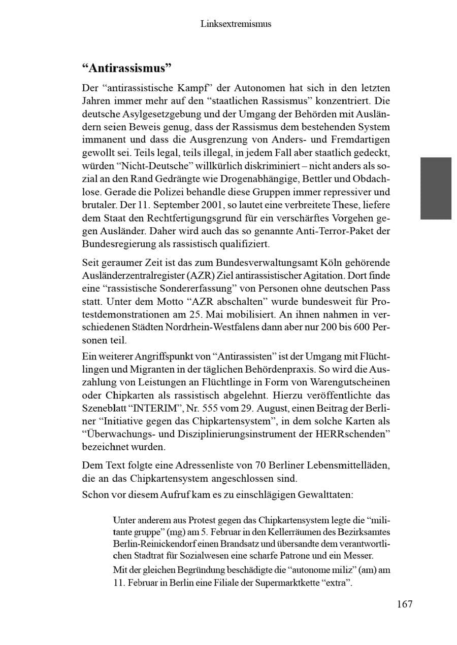 Seite 171 des Verfassungsschutzbericht 2002 Brandenburg