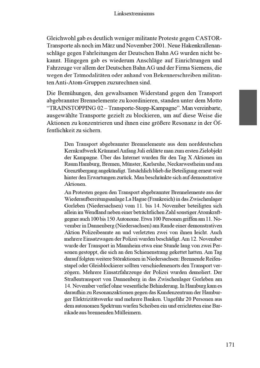 Seite 175 des Verfassungsschutzbericht 2002 Brandenburg