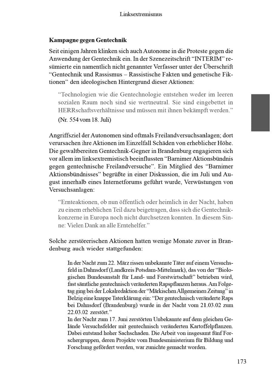 Seite 177 des Verfassungsschutzbericht 2002 Brandenburg