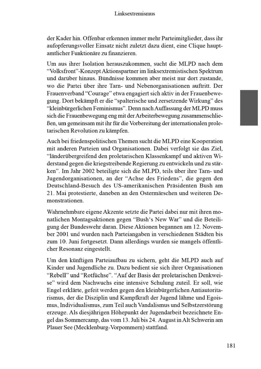Seite 185 des Verfassungsschutzbericht 2002 Brandenburg