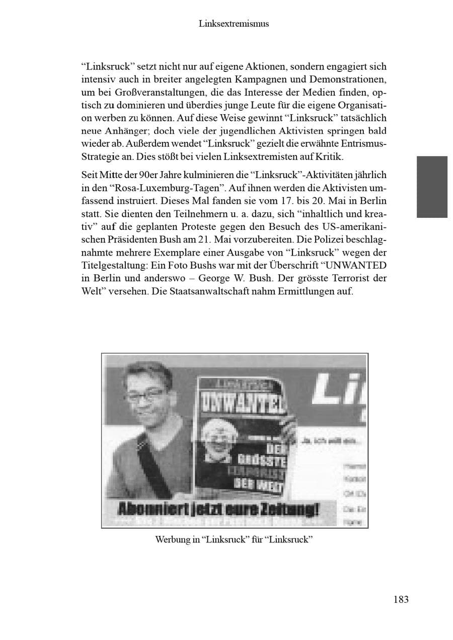 Seite 187 des Verfassungsschutzbericht 2002 Brandenburg