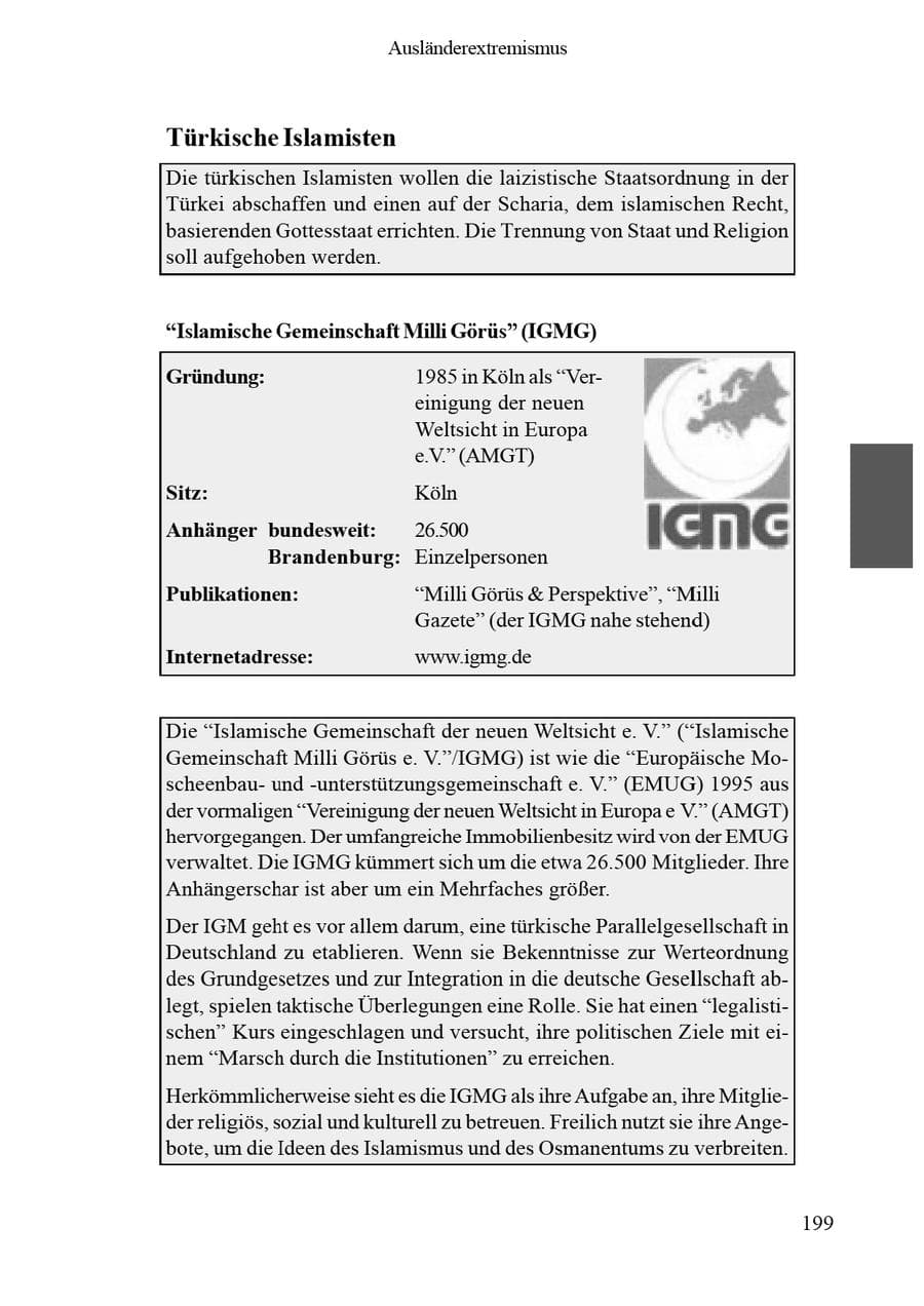 Seite 203 des Verfassungsschutzbericht 2002 Brandenburg