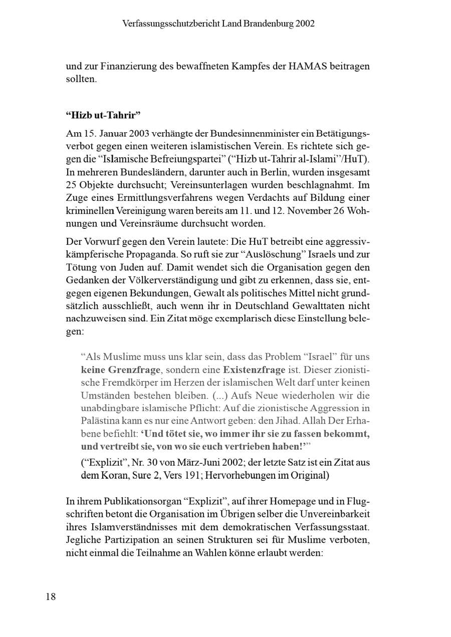 Seite 22 des Verfassungsschutzbericht 2002 Brandenburg