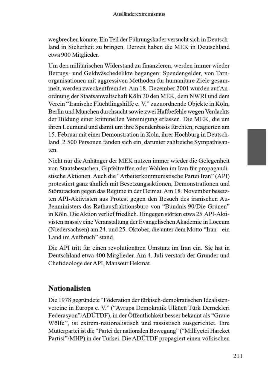 Seite 215 des Verfassungsschutzbericht 2002 Brandenburg