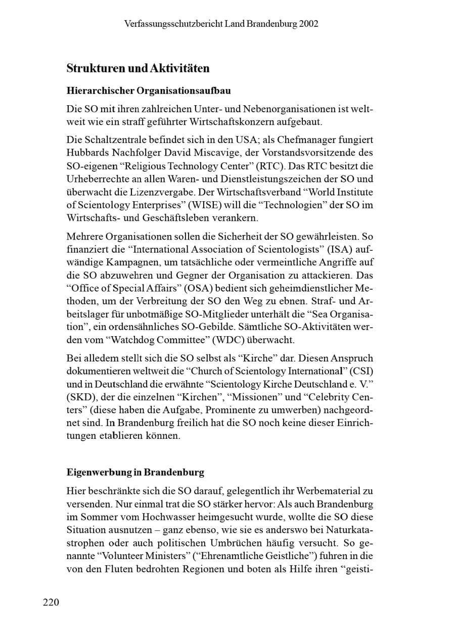 Seite 224 des Verfassungsschutzbericht 2002 Brandenburg