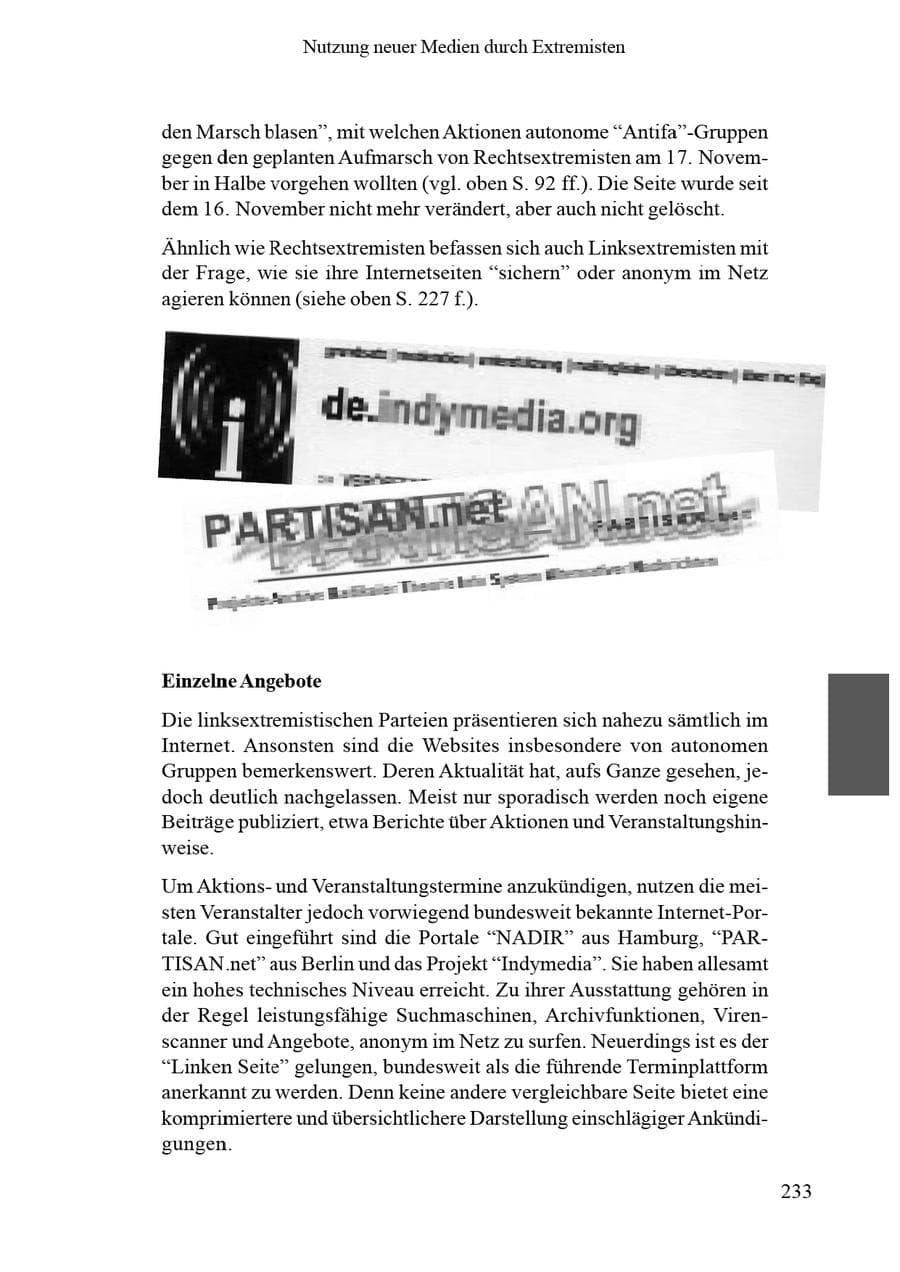 Seite 237 des Verfassungsschutzbericht 2002 Brandenburg