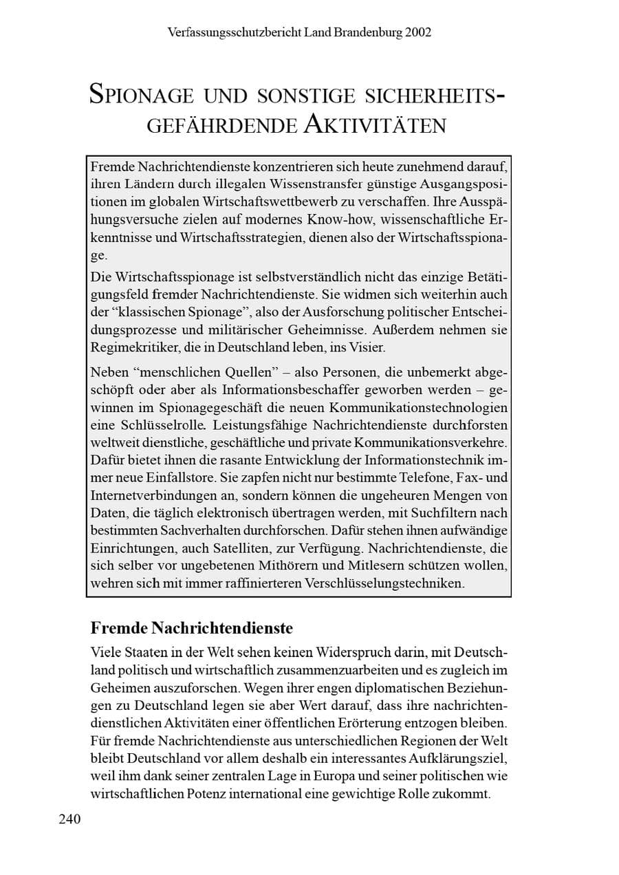 Seite 244 des Verfassungsschutzbericht 2002 Brandenburg