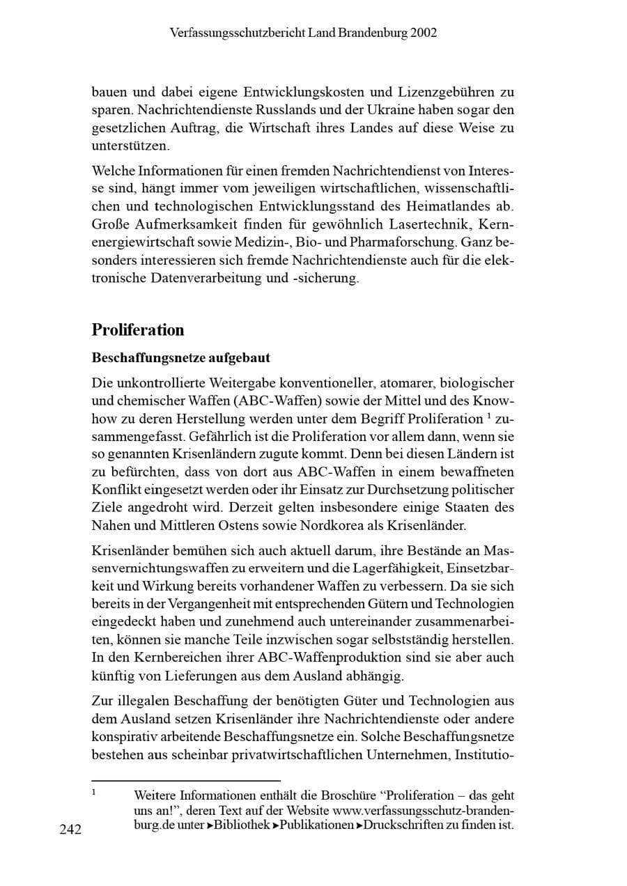 Seite 246 des Verfassungsschutzbericht 2002 Brandenburg