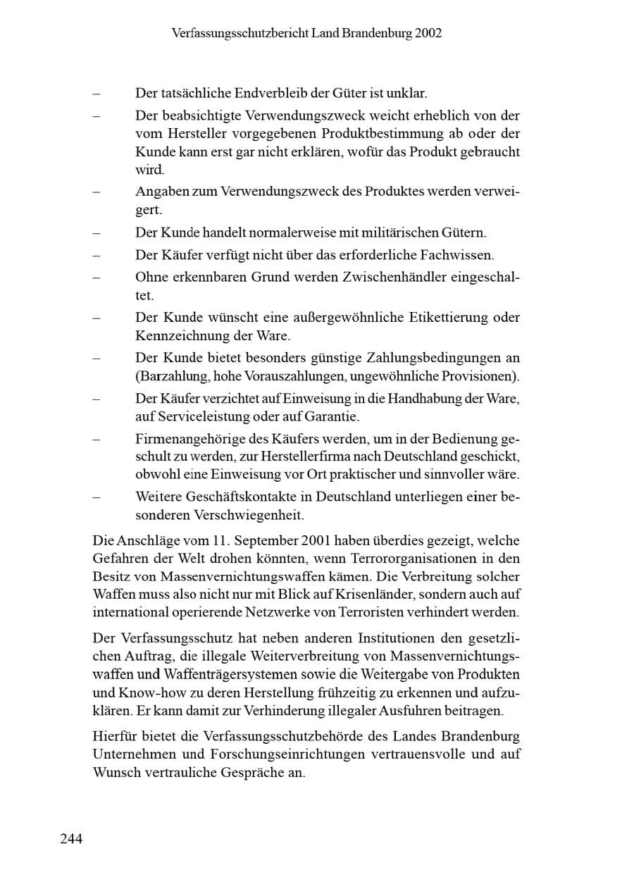 Seite 248 des Verfassungsschutzbericht 2002 Brandenburg