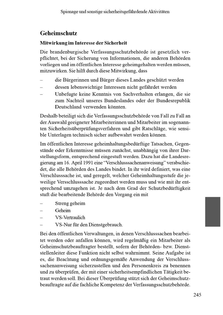 Seite 249 des Verfassungsschutzbericht 2002 Brandenburg