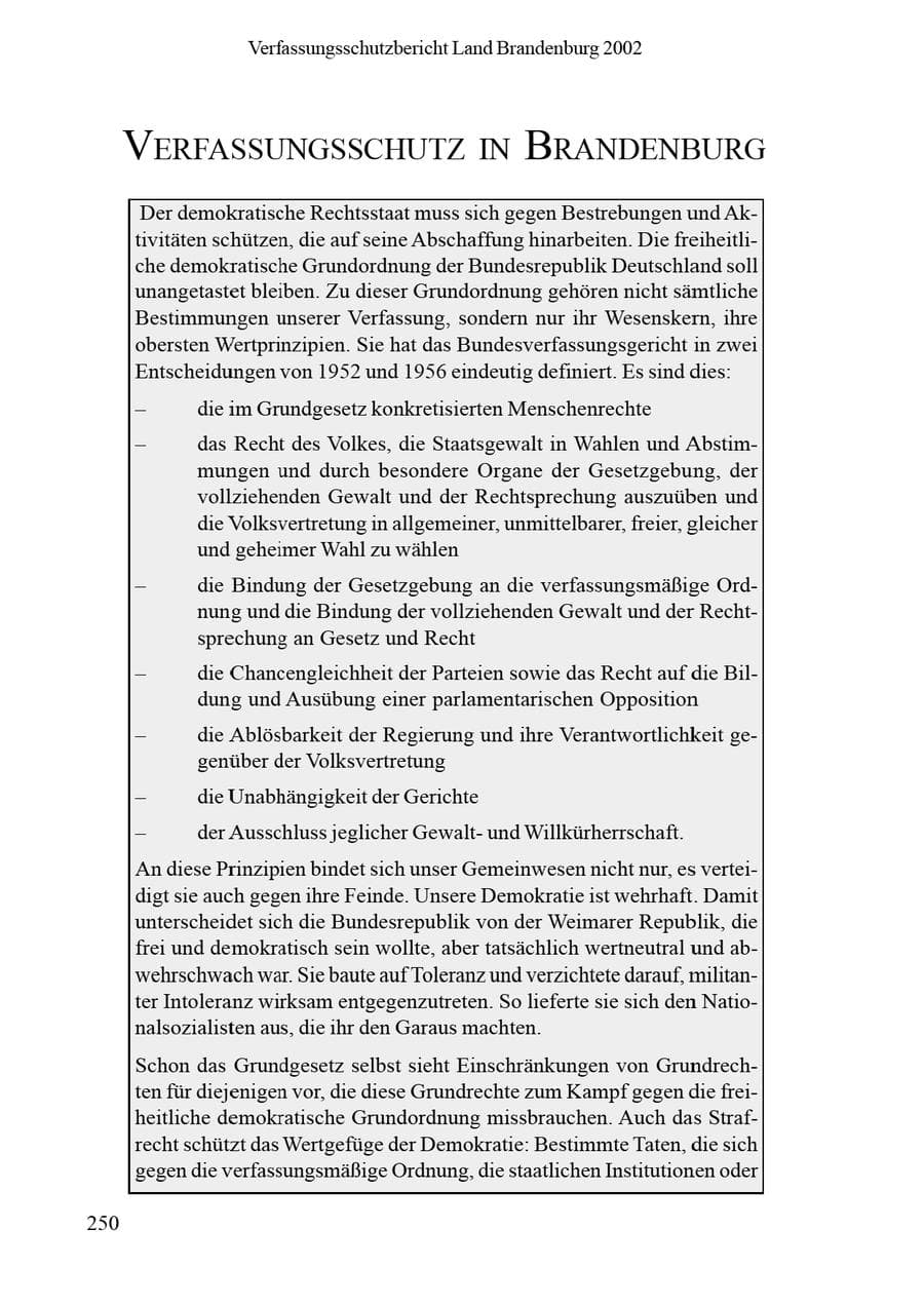 Seite 254 des Verfassungsschutzbericht 2002 Brandenburg