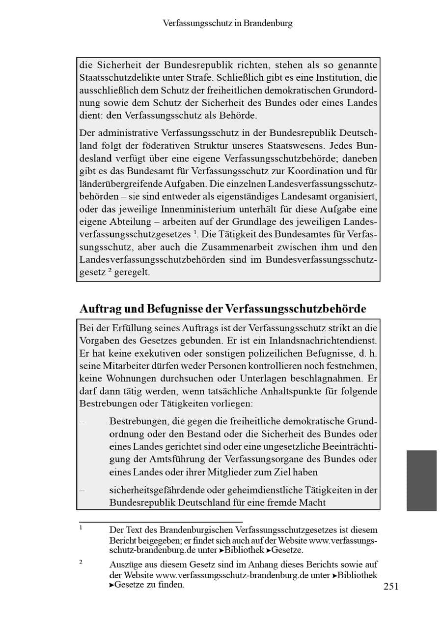 Seite 255 des Verfassungsschutzbericht 2002 Brandenburg