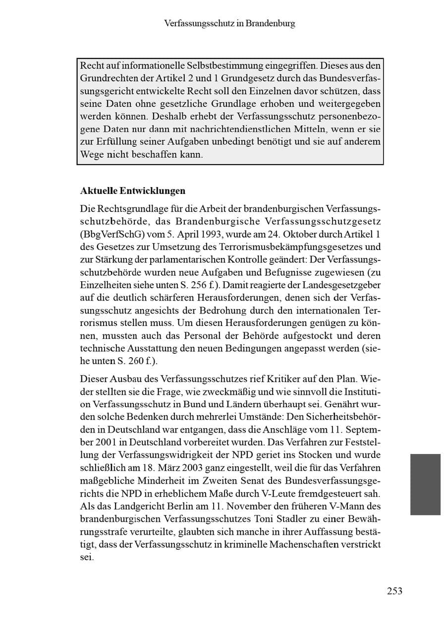 Seite 257 des Verfassungsschutzbericht 2002 Brandenburg