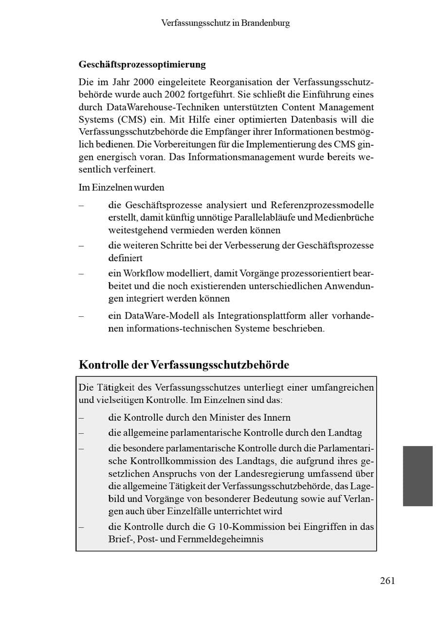 Seite 265 des Verfassungsschutzbericht 2002 Brandenburg