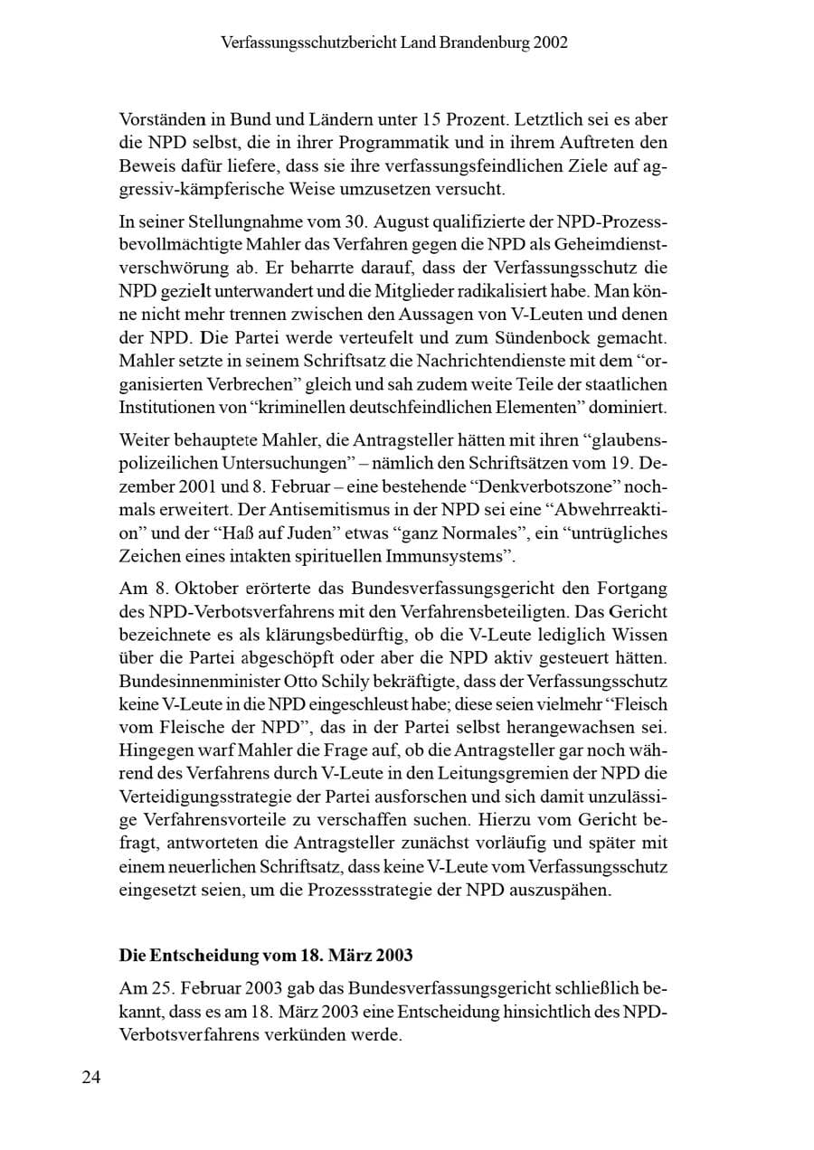 Seite 28 des Verfassungsschutzbericht 2002 Brandenburg