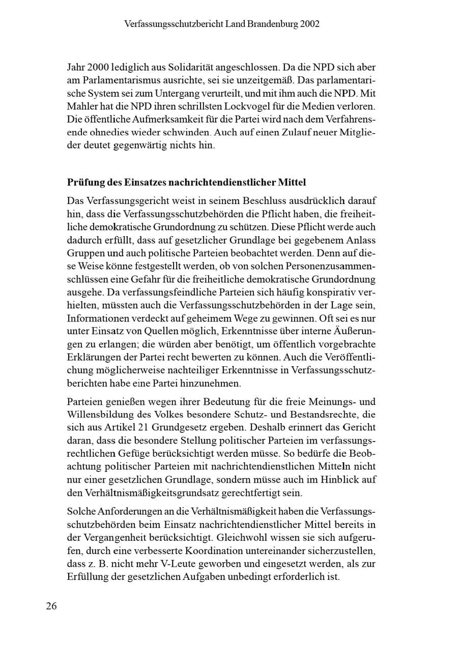 Seite 30 des Verfassungsschutzbericht 2002 Brandenburg