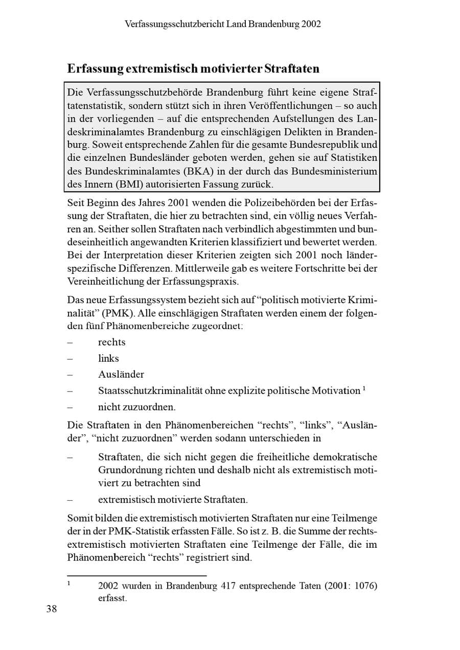 Seite 42 des Verfassungsschutzbericht 2002 Brandenburg