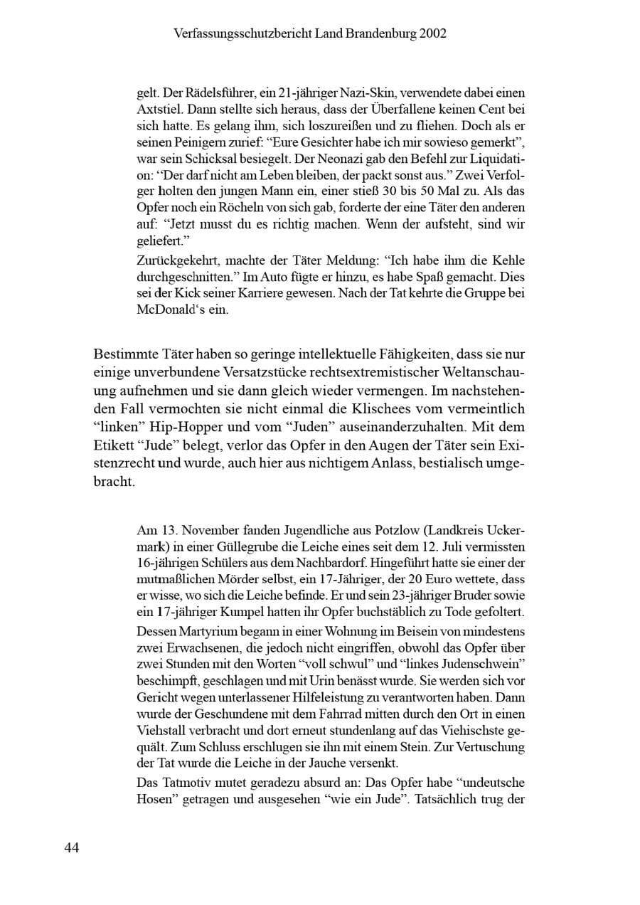 Seite 48 des Verfassungsschutzbericht 2002 Brandenburg