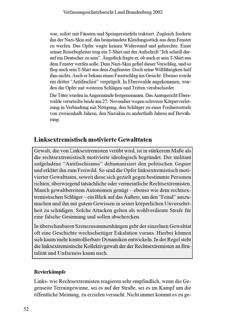 Seite 56 des Verfassungsschutzbericht 2002 Brandenburg