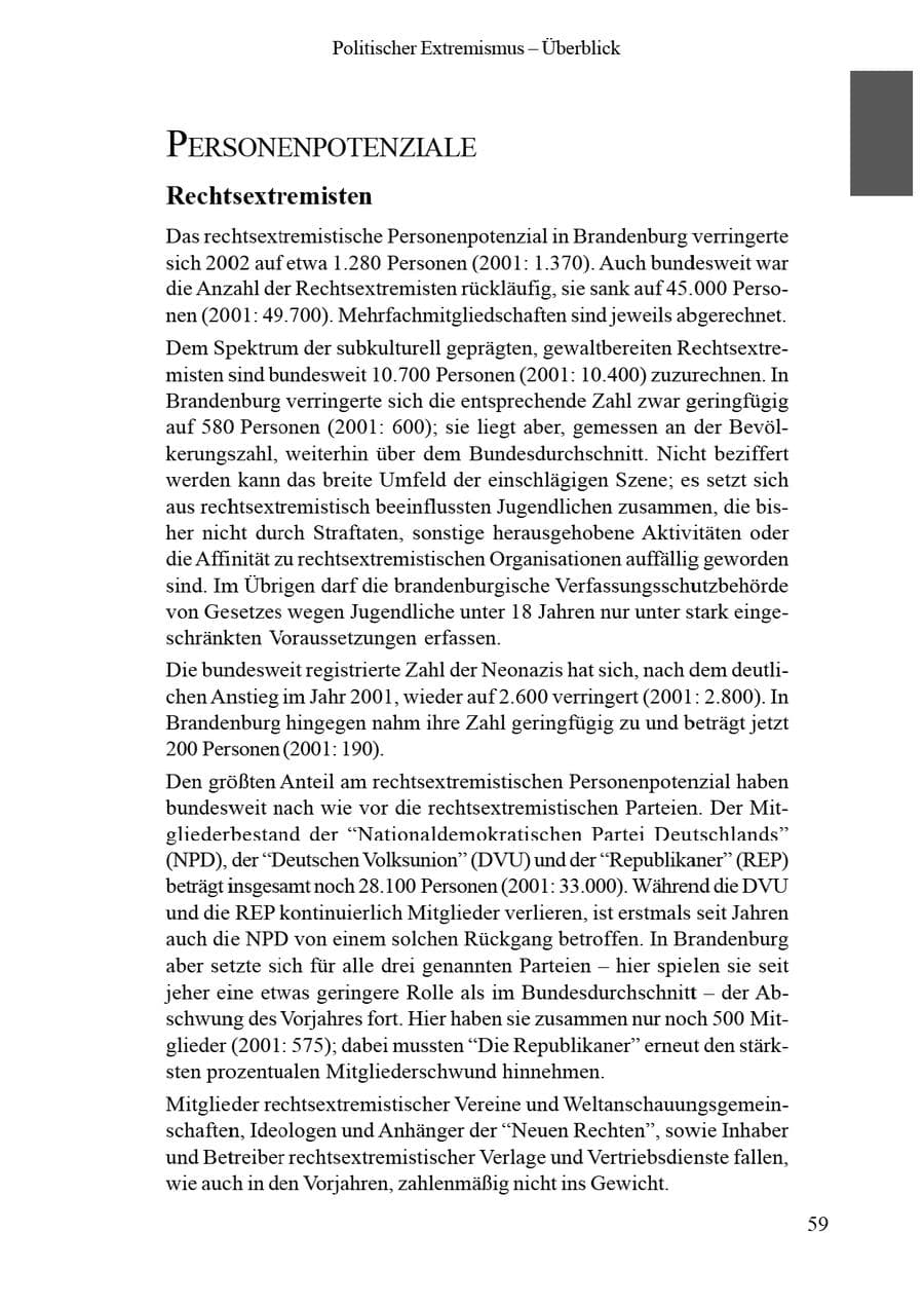 Seite 63 des Verfassungsschutzbericht 2002 Brandenburg