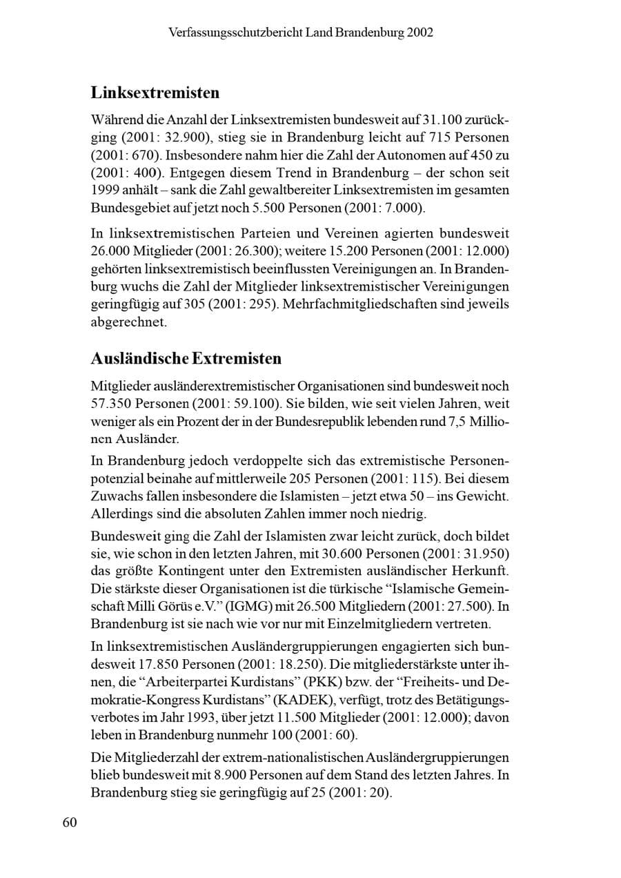 Seite 64 des Verfassungsschutzbericht 2002 Brandenburg