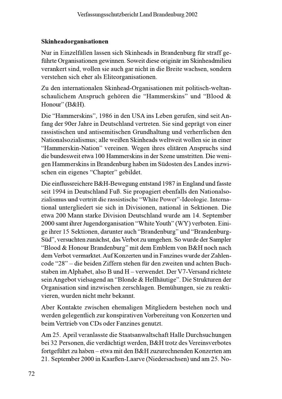 Seite 76 des Verfassungsschutzbericht 2002 Brandenburg
