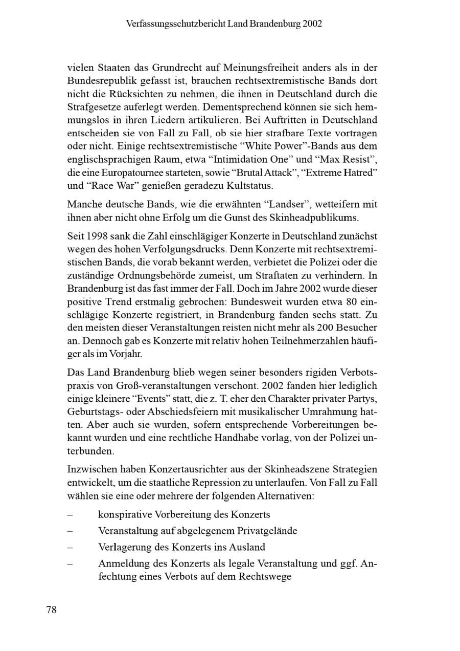 Seite 82 des Verfassungsschutzbericht 2002 Brandenburg