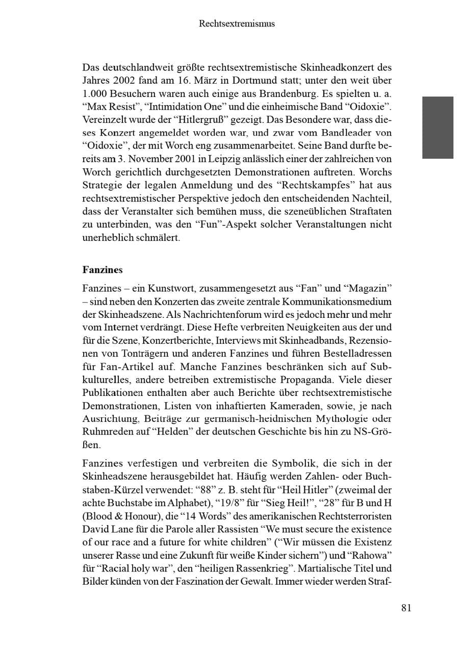 Seite 85 des Verfassungsschutzbericht 2002 Brandenburg
