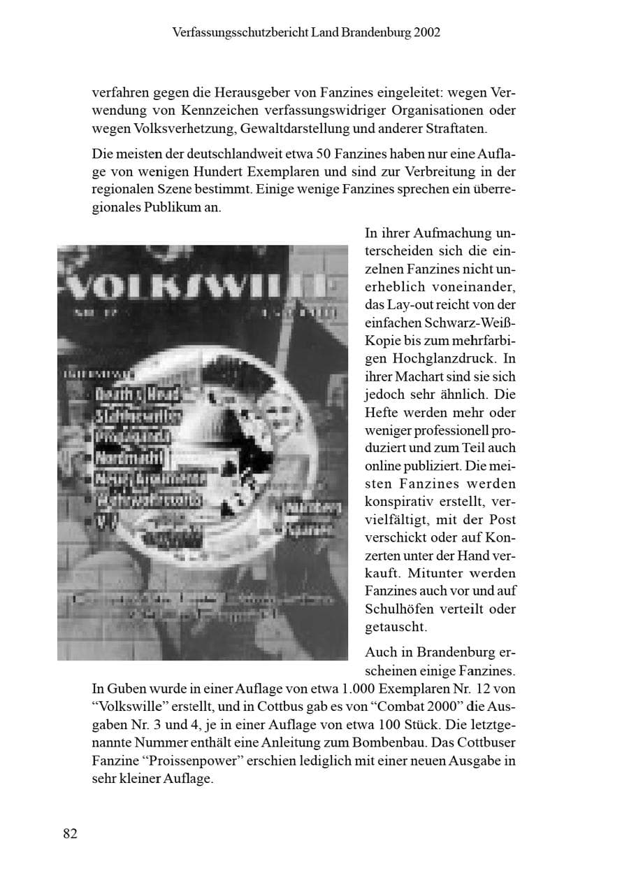 Seite 86 des Verfassungsschutzbericht 2002 Brandenburg