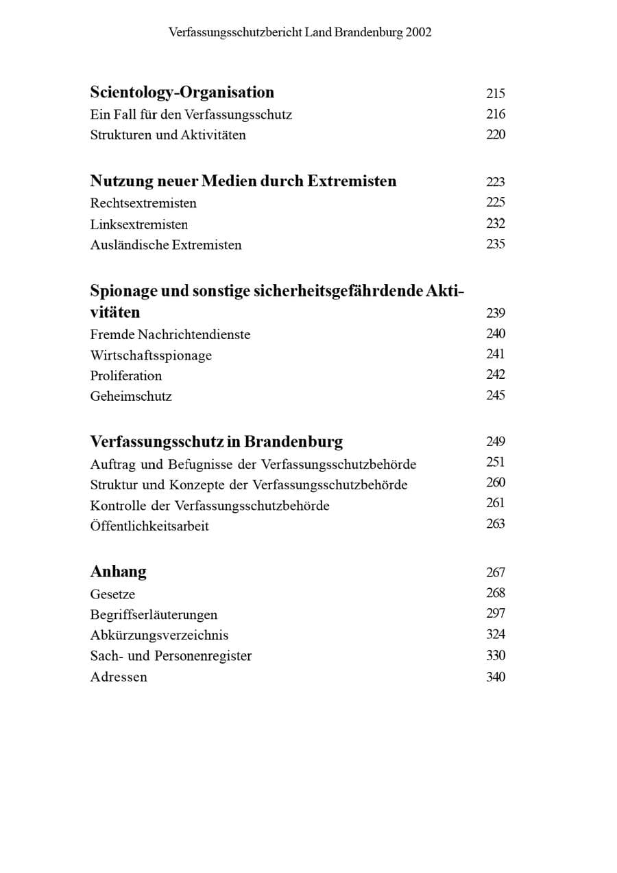 Seite 10 des Verfassungsschutzbericht 2002 Brandenburg
