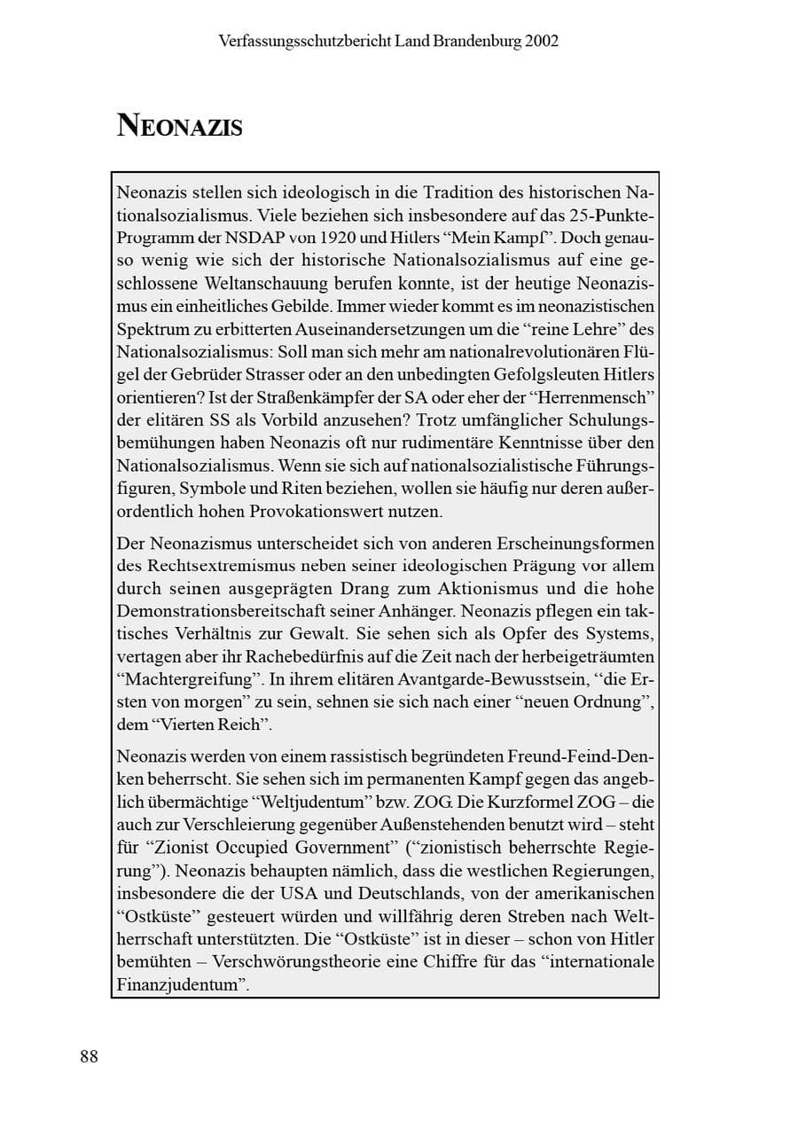 Seite 92 des Verfassungsschutzbericht 2002 Brandenburg
