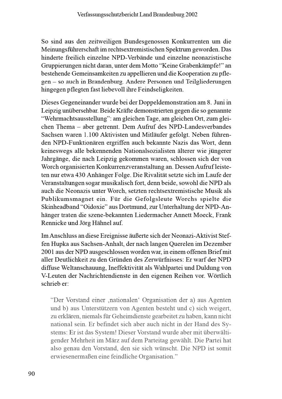 Seite 94 des Verfassungsschutzbericht 2002 Brandenburg