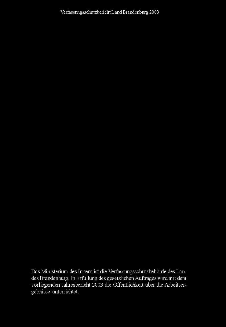 Seite 2 des Verfassungsschutzbericht 2003 Brandenburg