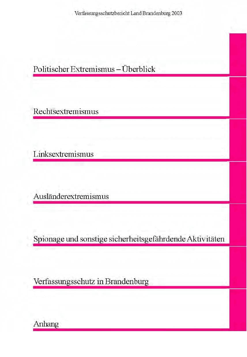 Seite 11 des Verfassungsschutzbericht 2003 Brandenburg