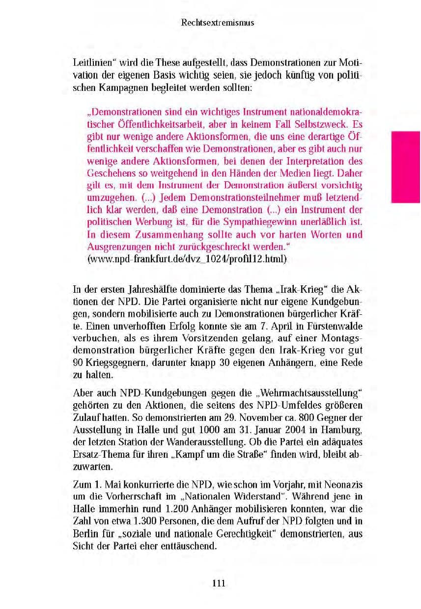 Seite 113 des Verfassungsschutzbericht 2003 Brandenburg