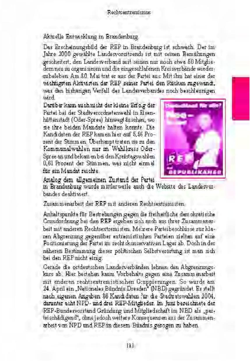 Seite 133 des Verfassungsschutzbericht 2003 Brandenburg