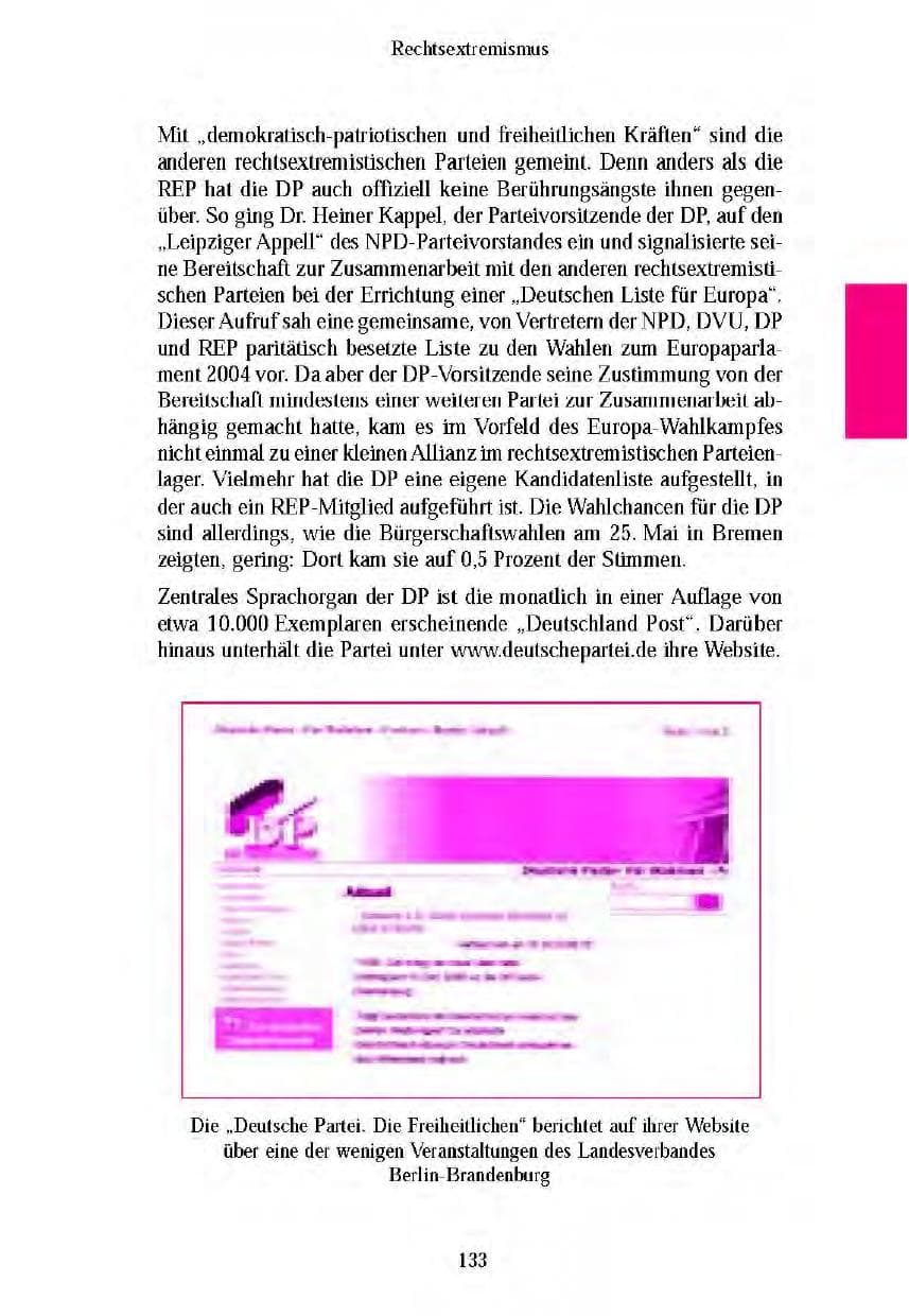 Seite 135 des Verfassungsschutzbericht 2003 Brandenburg