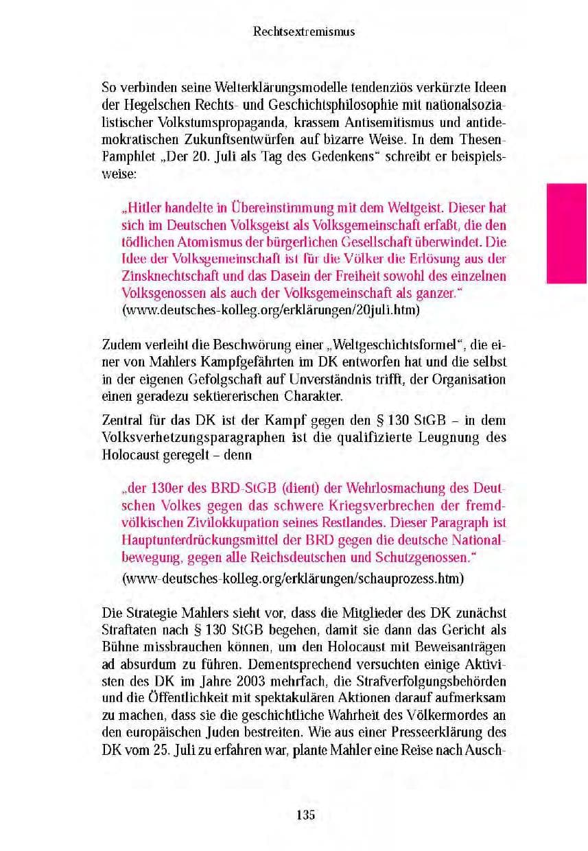 Seite 137 des Verfassungsschutzbericht 2003 Brandenburg