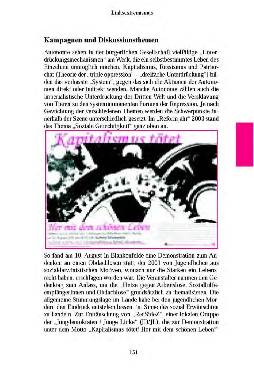 Seite 152 des Verfassungsschutzbericht 2003 Brandenburg
