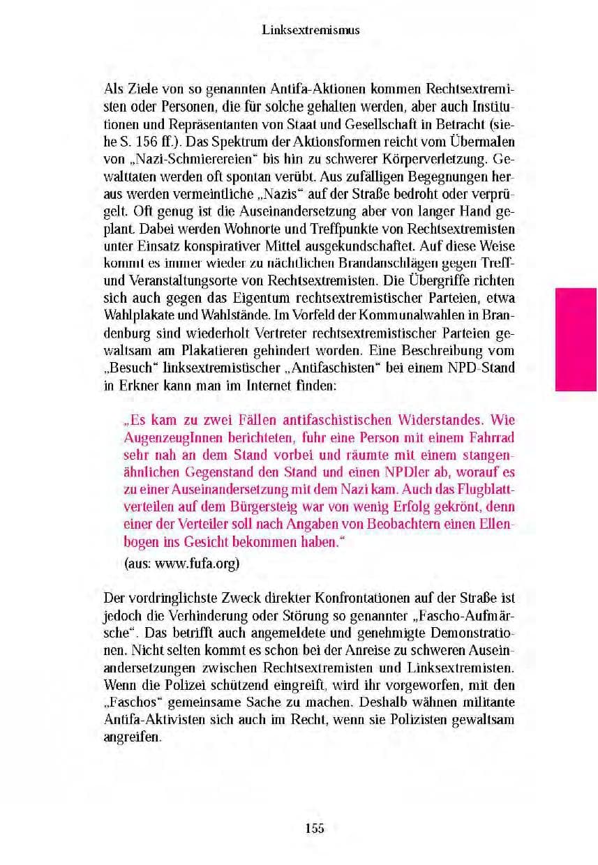 Seite 156 des Verfassungsschutzbericht 2003 Brandenburg