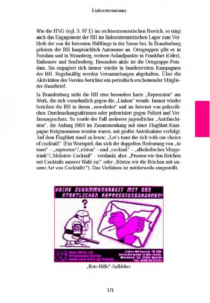 Seite 172 des Verfassungsschutzbericht 2003 Brandenburg