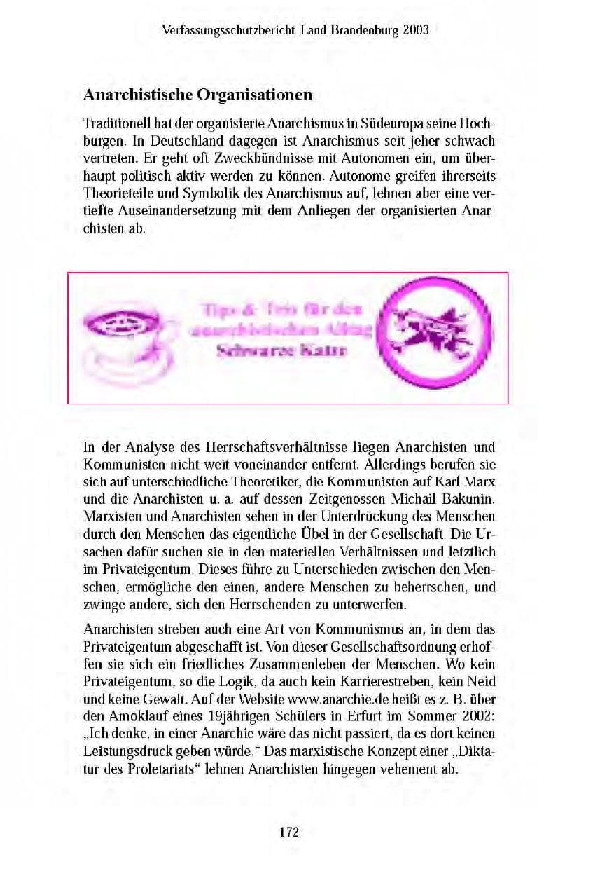 Seite 173 des Verfassungsschutzbericht 2003 Brandenburg