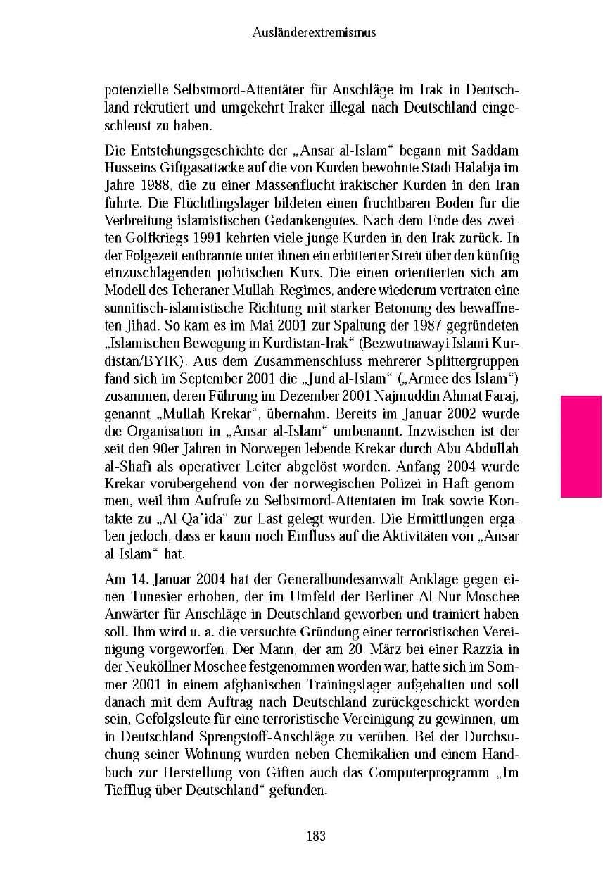 Seite 183 des Verfassungsschutzbericht 2003 Brandenburg