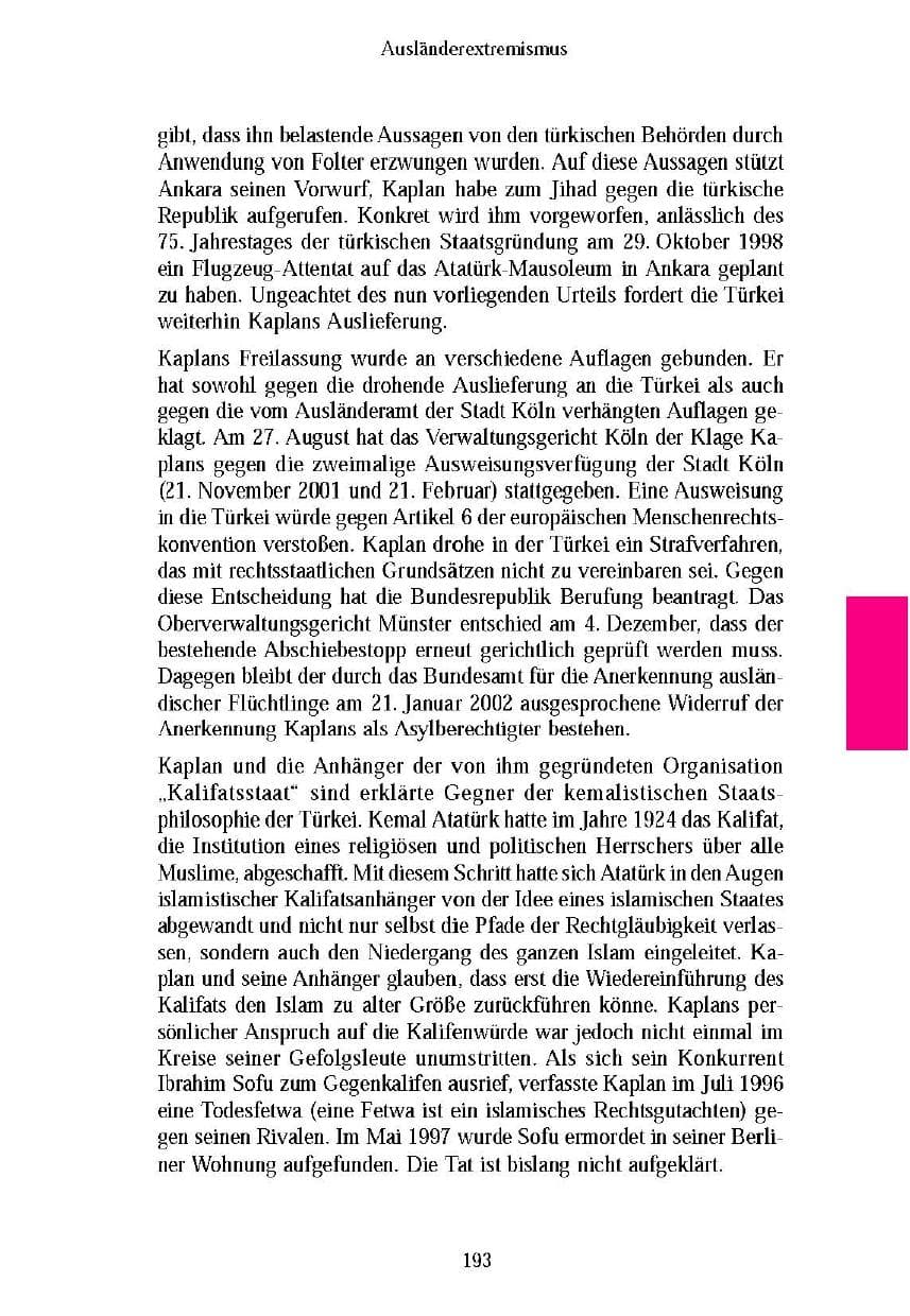 Seite 193 des Verfassungsschutzbericht 2003 Brandenburg