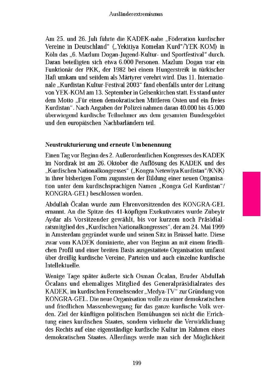 Seite 199 des Verfassungsschutzbericht 2003 Brandenburg