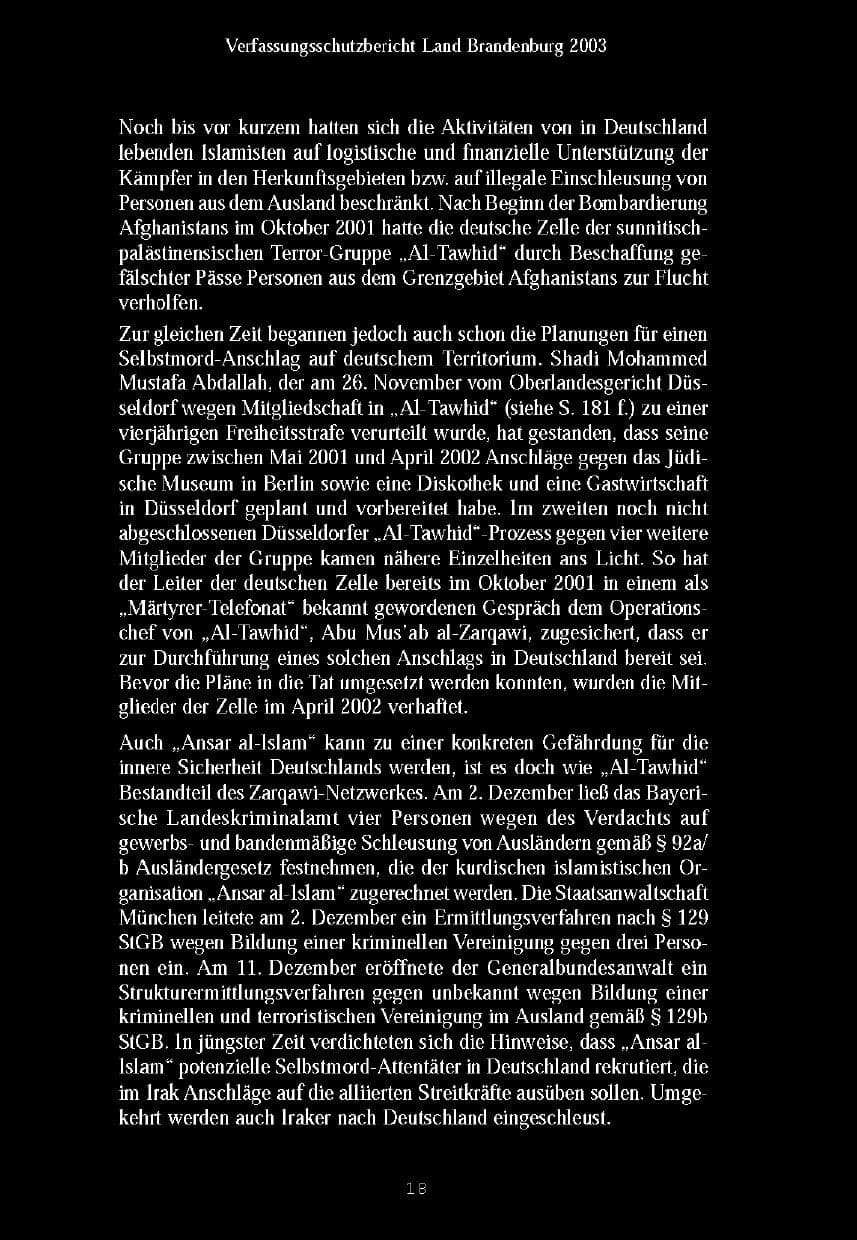 Seite 21 des Verfassungsschutzbericht 2003 Brandenburg