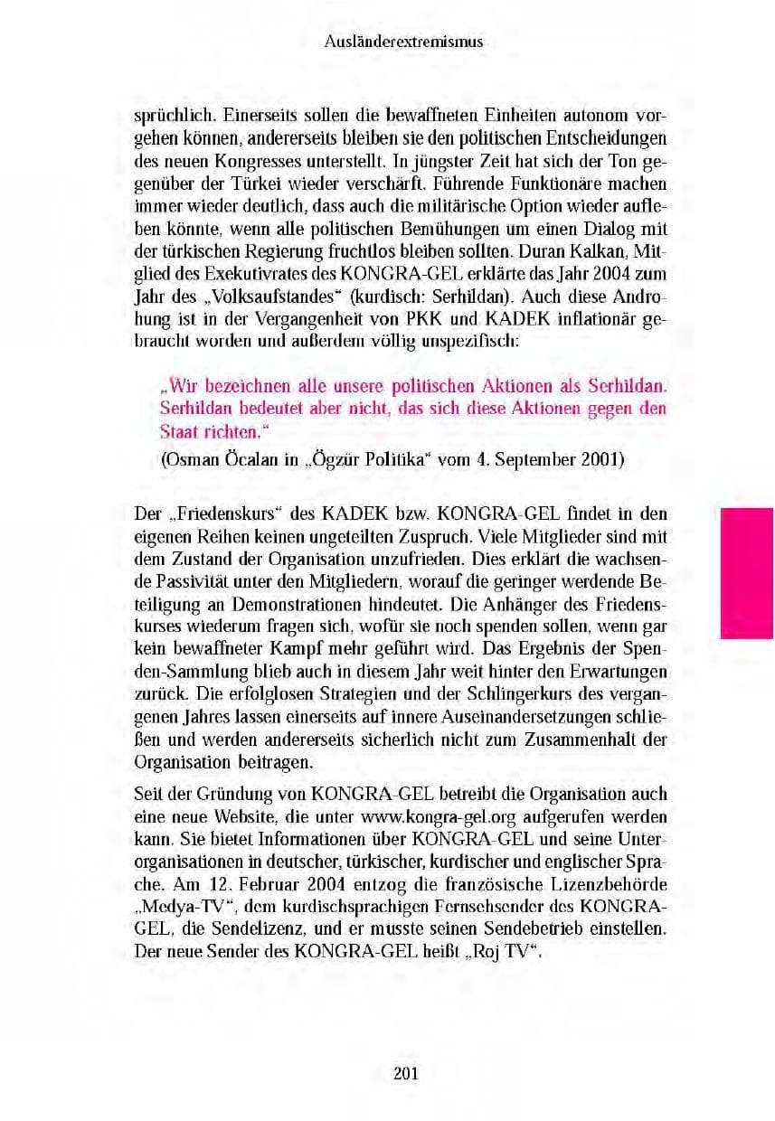 Seite 201 des Verfassungsschutzbericht 2003 Brandenburg
