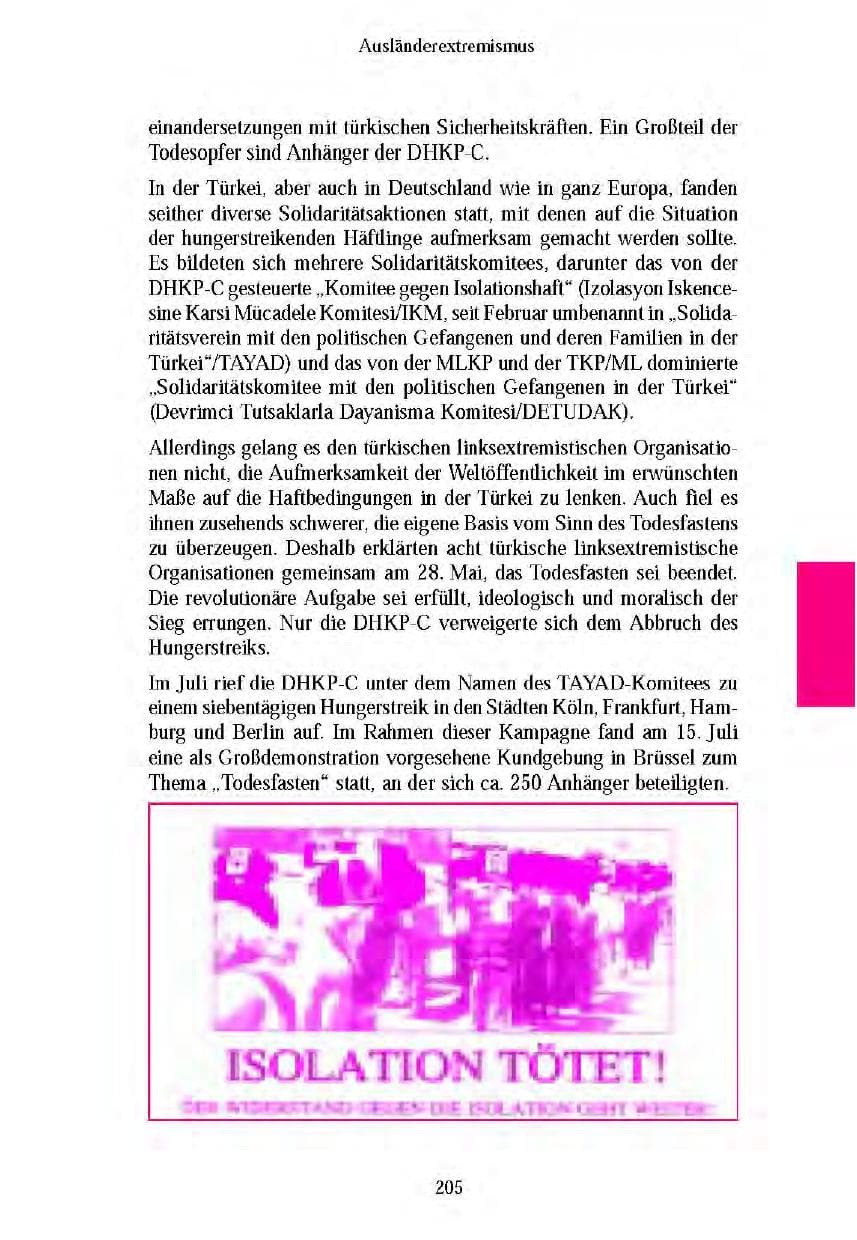 Seite 205 des Verfassungsschutzbericht 2003 Brandenburg