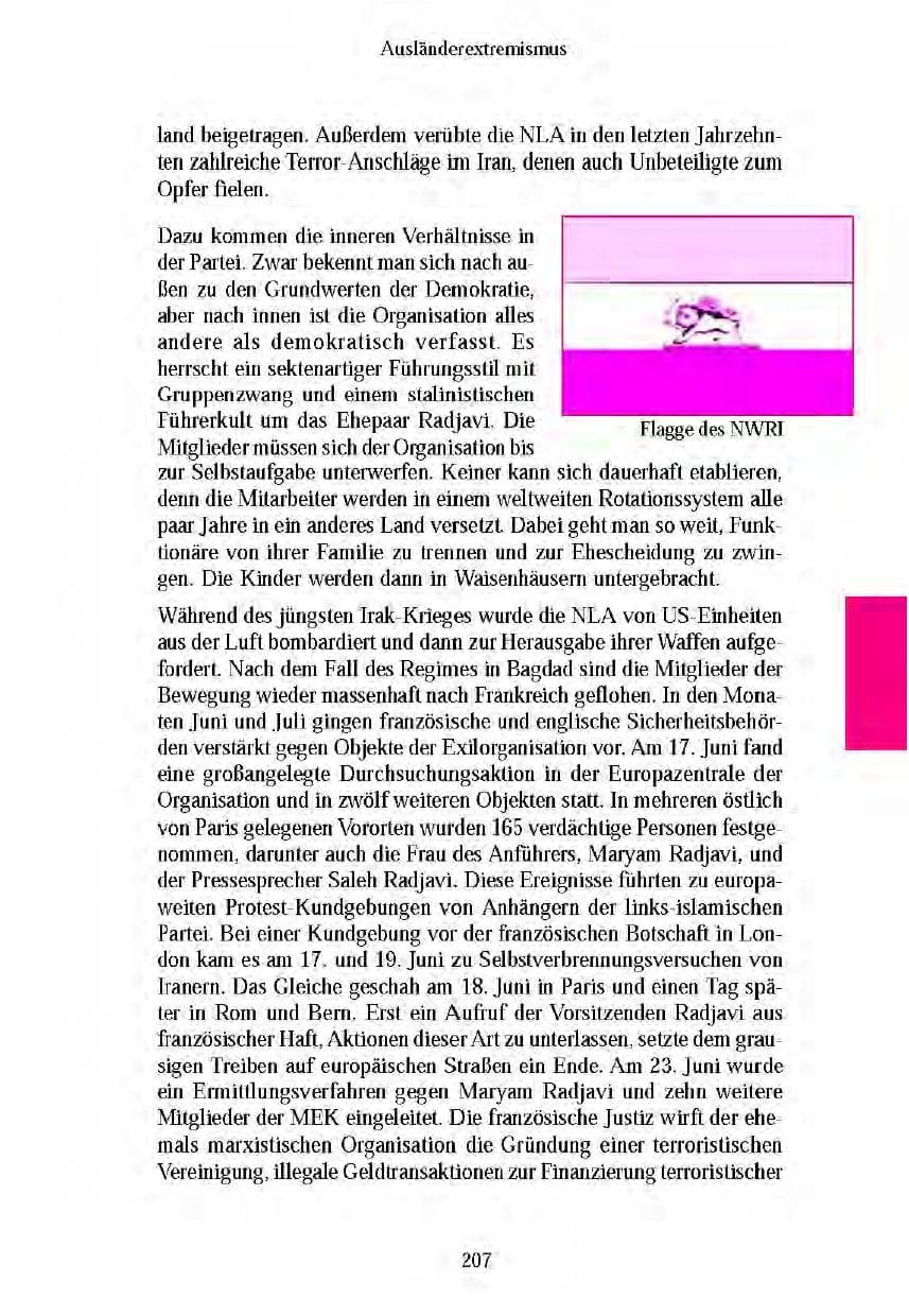 Seite 207 des Verfassungsschutzbericht 2003 Brandenburg